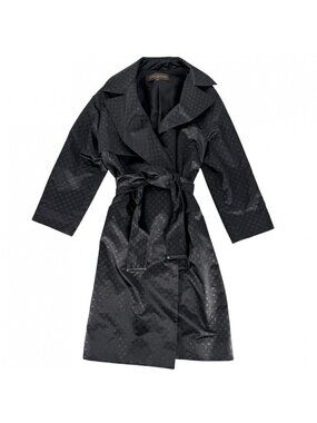 Louis Vuitton Monogram Long Coat 38 Black Silk Metallic Fiber Spring Autumn